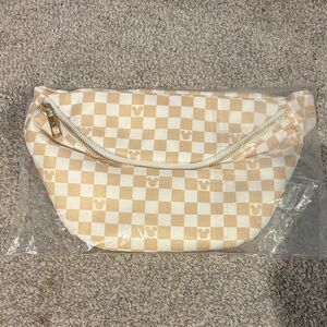 Checkered Beige Mickey Head Fanny Pack